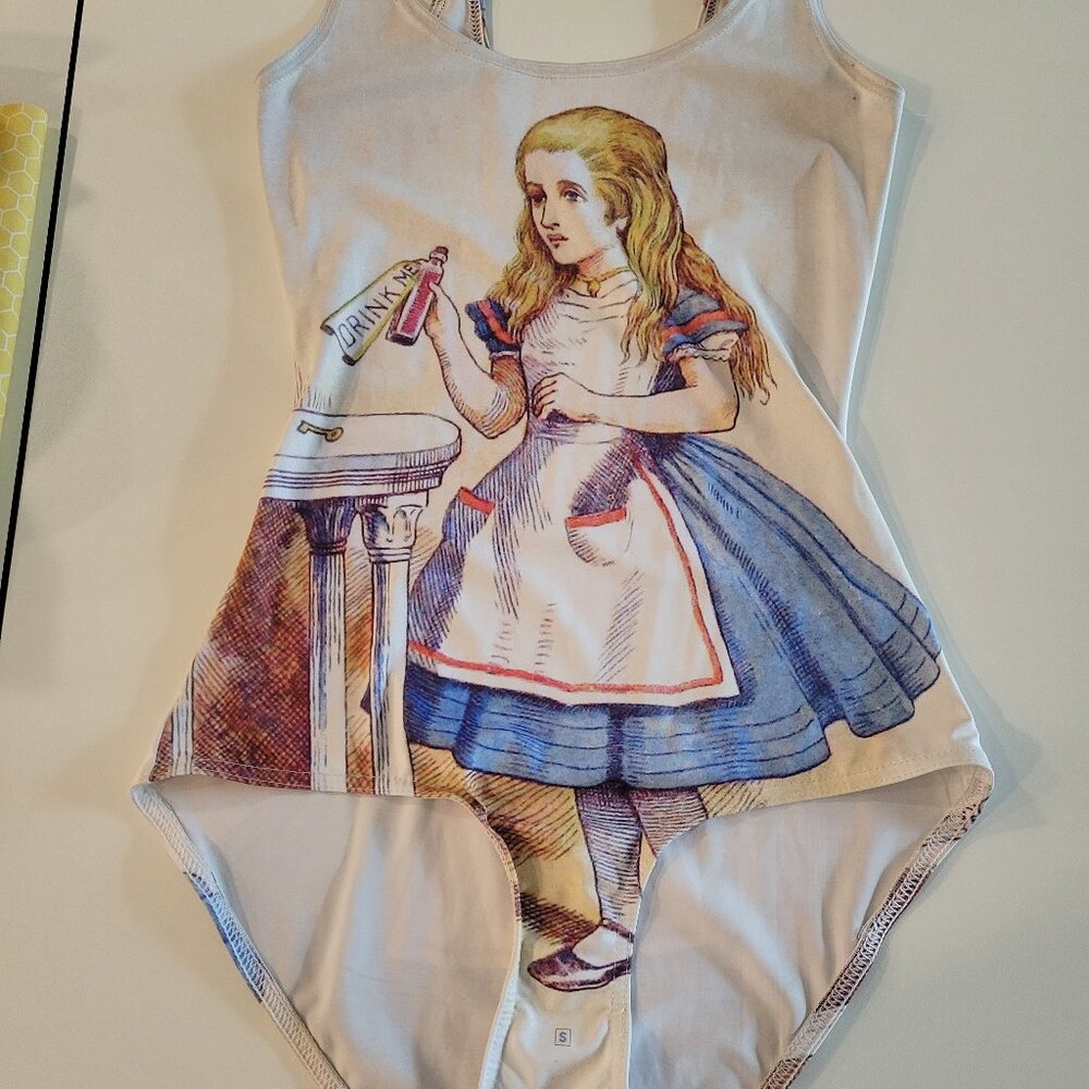 Blackmilk "Drink Me" Alice in Wonderlard Bodysuit Size S